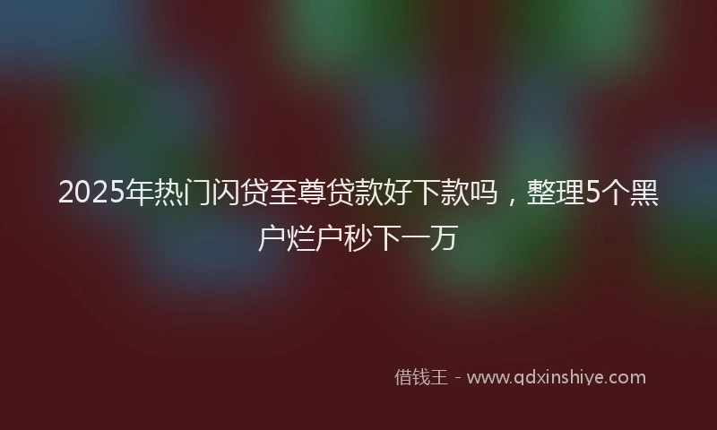 2025年热门闪贷至尊贷款好下款吗，整理5个黑户烂户秒下一万