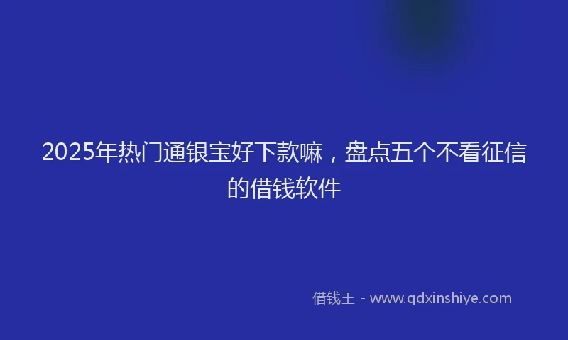 2025年热门通银宝好下款嘛，盘点五个不看征信的借钱软件