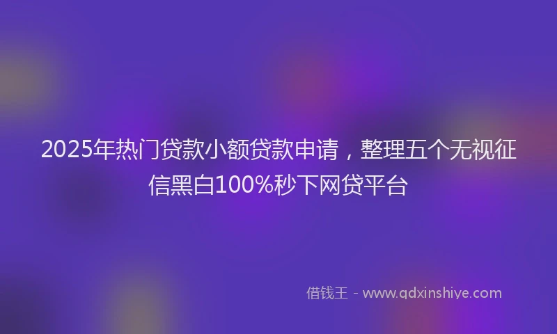2025年热门贷款小额贷款申请，整理五个无视征信黑白100%秒下网贷平台