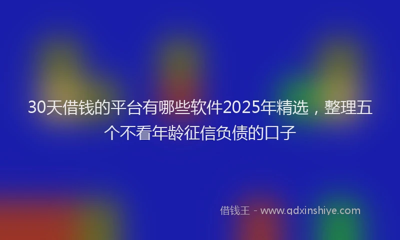30天借钱的平台有哪些软件2025年精选，整理五个不看年龄征信负债的口子