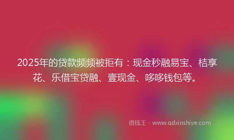 2025年的贷款频频被拒有：现金秒融易宝、桔享花、乐借宝贷融、壹现金、哆哆钱包等。