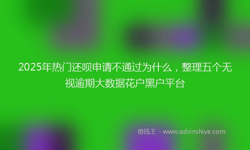 2025年热门还呗申请不通过为什么，整理五个无视逾期大数据花户黑户平台