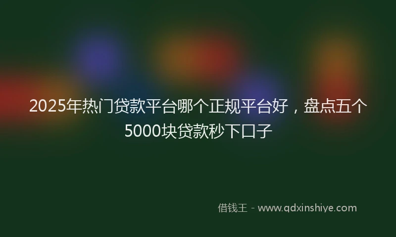 2025年热门贷款平台哪个正规平台好，盘点五个5000块贷款秒下口子