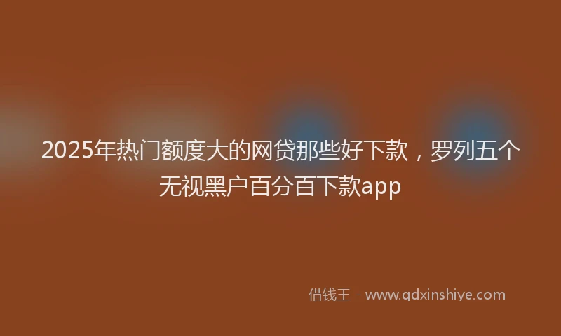 2025年热门额度大的网贷那些好下款，罗列五个无视黑户百分百下款app