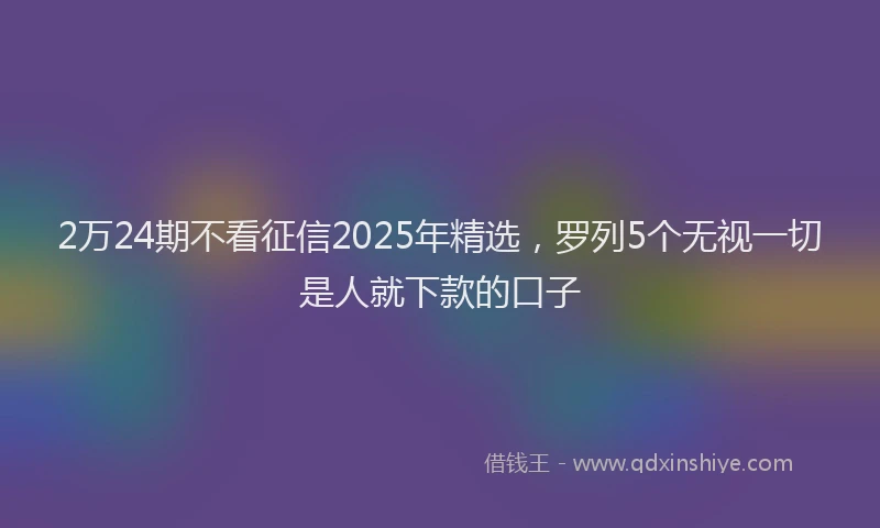 2万24期不看征信2025年精选，罗列5个无视一切是人就下款的口子
