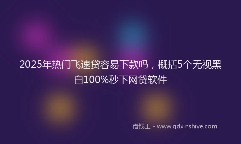 2025年热门飞速贷容易下款吗，概括5个无视黑白100%秒下网贷软件