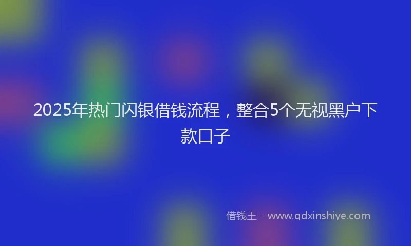 2025年热门闪银借钱流程，整合5个无视黑户下款口子