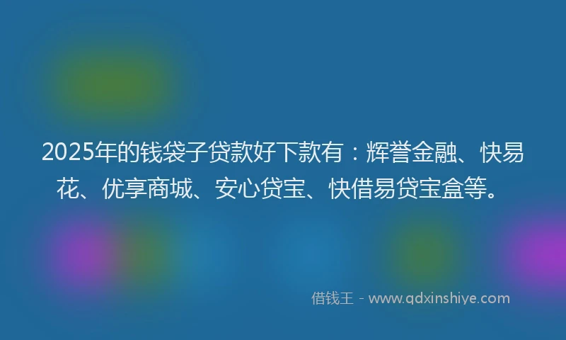 2025年的钱袋子贷款好下款有：辉誉金融、快易花、优享商城、安心贷宝、快借易贷宝盒等。