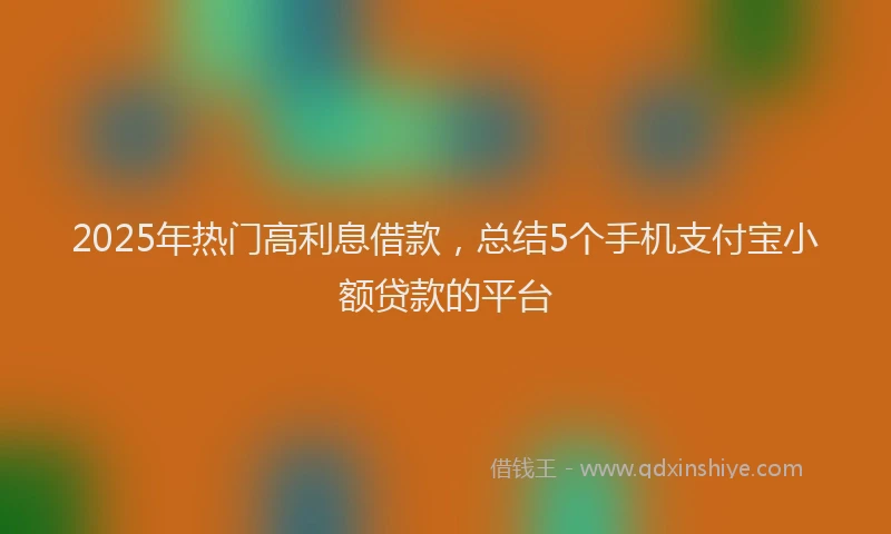 2025年热门高利息借款，总结5个手机支付宝小额贷款的平台