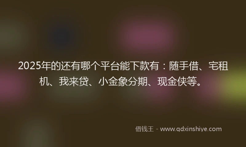 2025年的还有哪个平台能下款有：随手借、宅租机、我来贷、小金象分期、现金侠等。