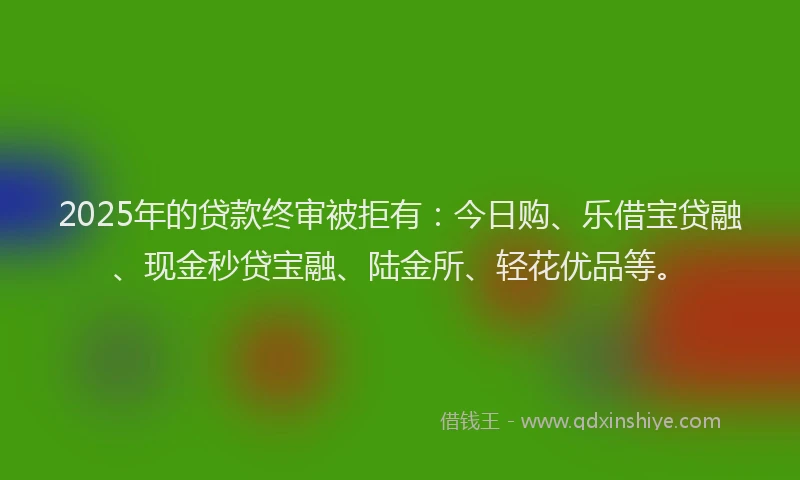 2025年的贷款终审被拒有：今日购、乐借宝贷融、现金秒贷宝融、陆金所、轻花优品等。