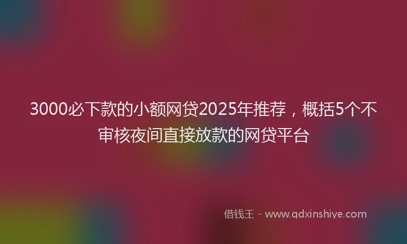 3000必下款的小额网贷2025年推荐，概括5个不审核夜间直接放款的网贷平台