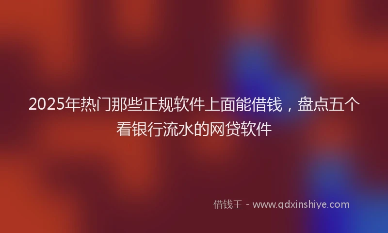 2025年热门那些正规软件上面能借钱，盘点五个看银行流水的网贷软件