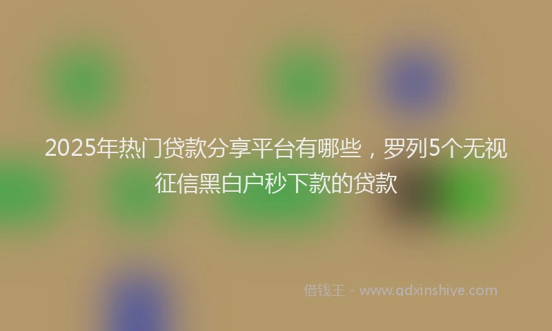 2025年热门贷款分享平台有哪些，罗列5个无视征信黑白户秒下款的贷款