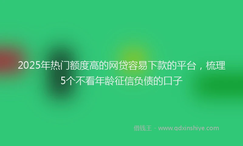 2025年热门额度高的网贷容易下款的平台，梳理5个不看年龄征信负债的口子