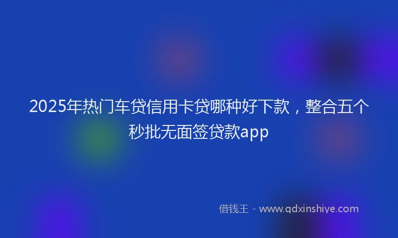 2025年热门车贷信用卡贷哪种好下款，整合五个秒批无面签贷款app