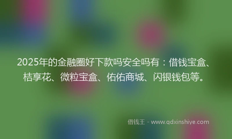 2025年的金融圈好下款吗安全吗有：借钱宝盒、桔享花、微粒宝盒、佑佑商城、闪银钱包等。