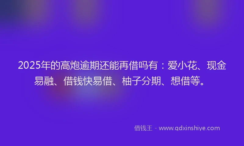2025年的高炮逾期还能再借吗有：爱小花、现金易融、借钱快易借、柚子分期、想借等。