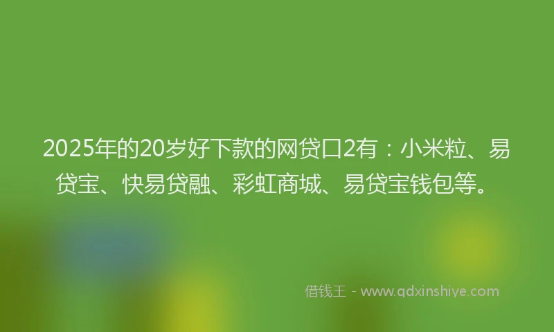 2025年的20岁好下款的网贷口2有：小米粒、易贷宝、快易贷融、彩虹商城、易贷宝钱包等。