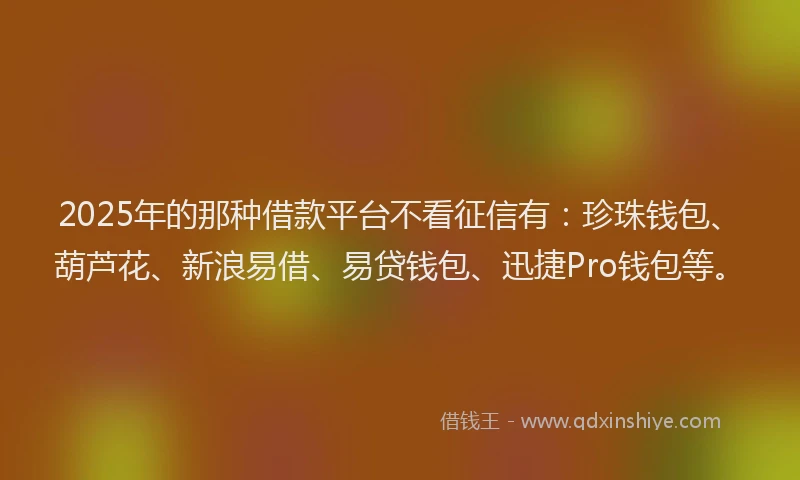 2025年的那种借款平台不看征信有：珍珠钱包、葫芦花、新浪易借、易贷钱包、迅捷Pro钱包等。