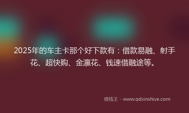 2025年的车主卡那个好下款有：借款易融、射手花、超快购、金瀛花、钱速借融途等。