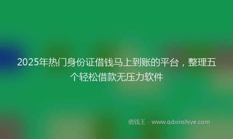 2025年热门身份证借钱马上到账的平台，整理五个轻松借款无压力软件