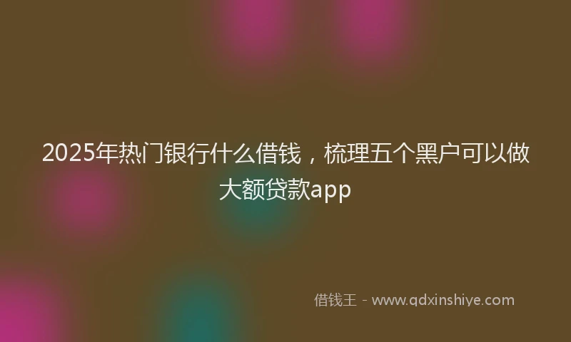 2025年热门银行什么借钱，梳理五个黑户可以做大额贷款app