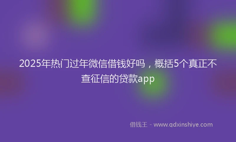 2025年热门过年微信借钱好吗，概括5个真正不查征信的贷款app