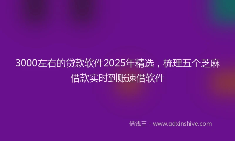 3000左右的贷款软件2025年精选，梳理五个芝麻借款实时到账速借软件