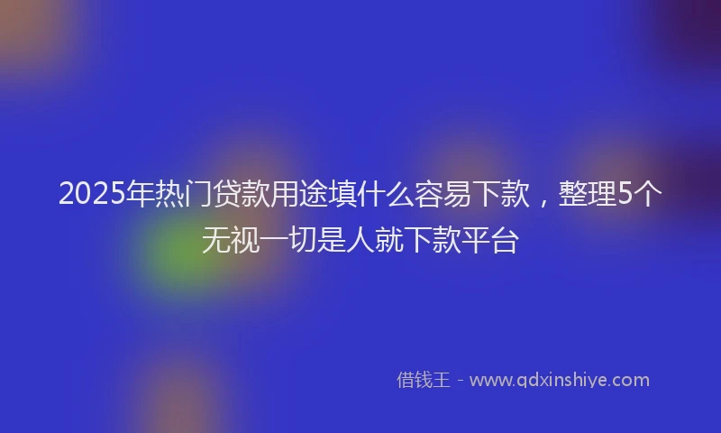 2025年热门贷款用途填什么容易下款，整理5个无视一切是人就下款平台