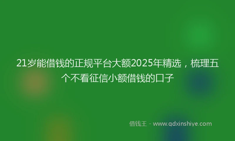 21岁能借钱的正规平台大额2025年精选，梳理五个不看征信小额借钱的口子