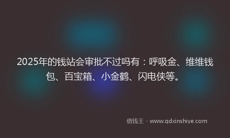 2025年的钱站会审批不过吗有：呼吸金、维维钱包、百宝箱、小金鹤、闪电侠等。