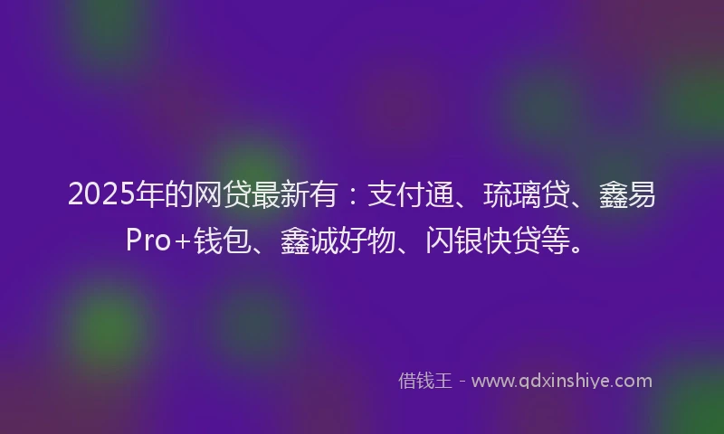 2025年的网贷最新有：支付通、琉璃贷、鑫易Pro+钱包、鑫诚好物、闪银快贷等。