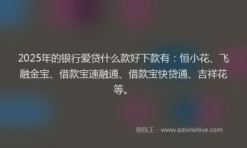 2025年的银行爱贷什么款好下款有：恒小花、飞融金宝、借款宝速融通、借款宝快贷通、吉祥花等。