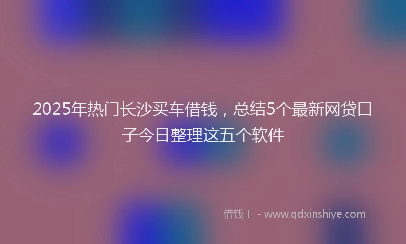 2025年热门长沙买车借钱，总结5个最新网贷口子今日整理这五个软件