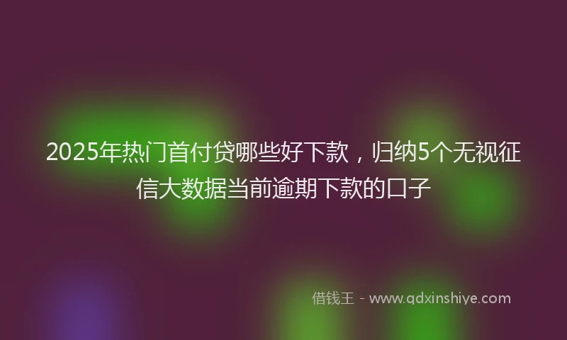 2025年热门首付贷哪些好下款，归纳5个无视征信大数据当前逾期下款的口子
