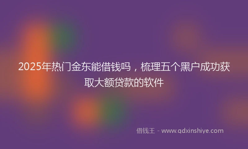 2025年热门金东能借钱吗，梳理五个黑户成功获取大额贷款的软件