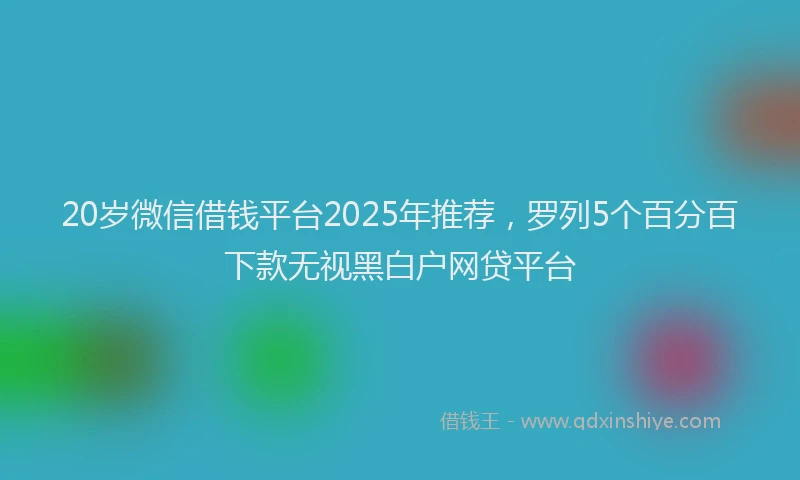 20岁微信借钱平台2025年推荐，罗列5个百分百下款无视黑白户网贷平台