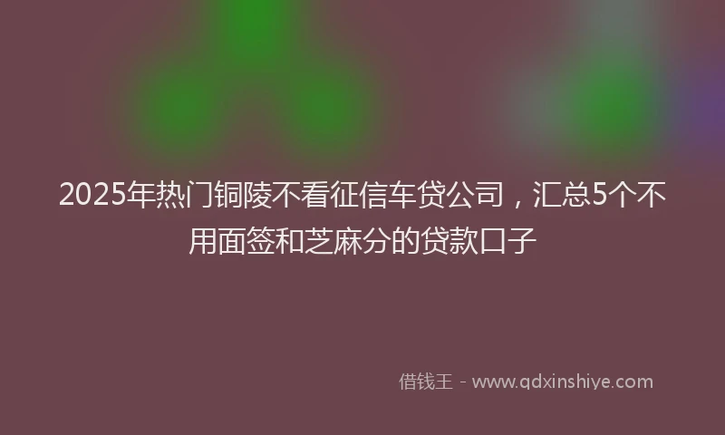 2025年热门铜陵不看征信车贷公司，汇总5个不用面签和芝麻分的贷款口子