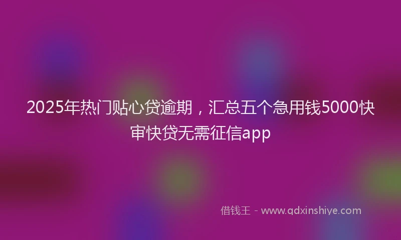 2025年热门贴心贷逾期，汇总五个急用钱5000快审快贷无需征信app
