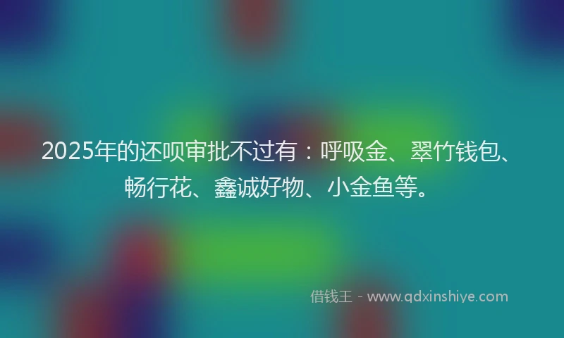 2025年的还呗审批不过有：呼吸金、翠竹钱包、畅行花、鑫诚好物、小金鱼等。