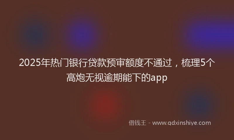 2025年热门银行贷款预审额度不通过，梳理5个高炮无视逾期能下的app