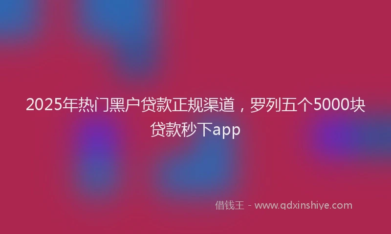 2025年热门黑户贷款正规渠道，罗列五个5000块贷款秒下app