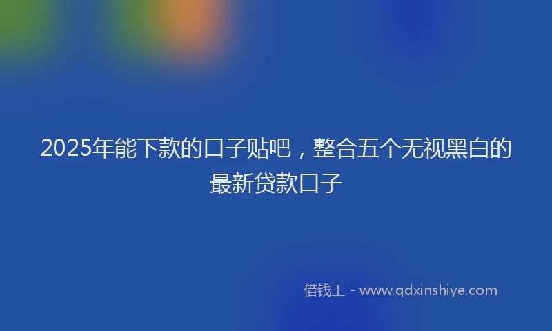 2025年能下款的口子贴吧，整合五个无视黑白的最新贷款口子