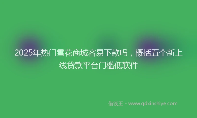 2025年热门雪花商城容易下款吗，概括五个新上线贷款平台门槛低软件