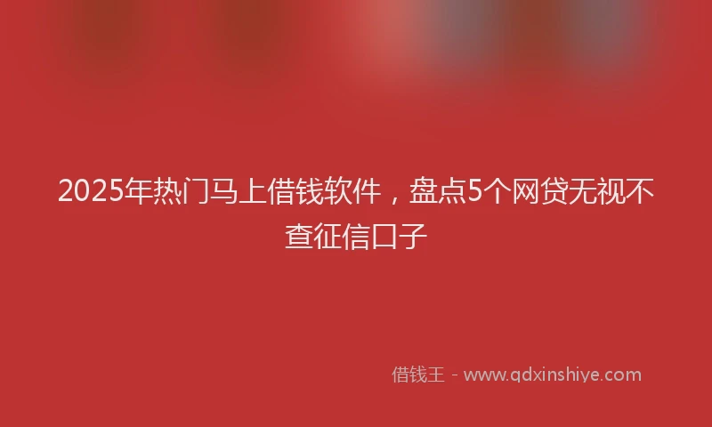 2025年热门马上借钱软件，盘点5个网贷无视不查征信口子