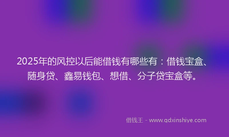 2025年的风控以后能借钱有哪些有：借钱宝盒、随身贷、鑫易钱包、想借、分子贷宝盒等。