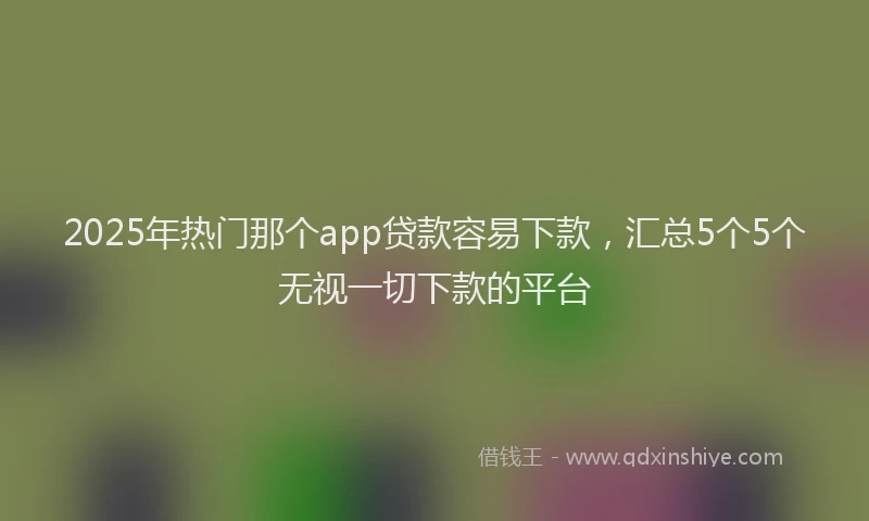 2025年热门那个app贷款容易下款，汇总5个5个无视一切下款的平台