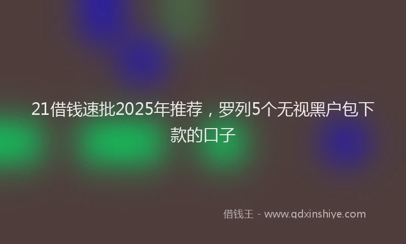 21借钱速批2025年推荐，罗列5个无视黑户包下款的口子