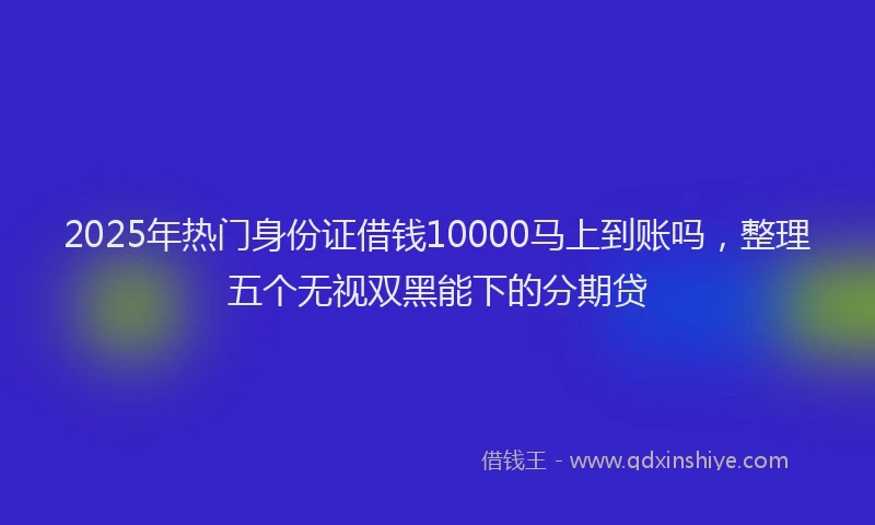 2025年热门身份证借钱10000马上到账吗，整理五个无视双黑能下的分期贷